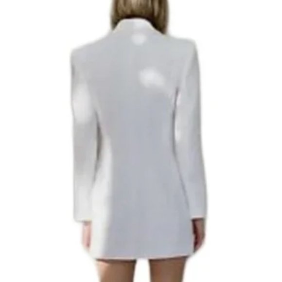 NWT! ZARA TEXTURED BLAZER DRESS LONG WINTER WHITE 3118/273 SMALL Balmain - Picture 2 of 9